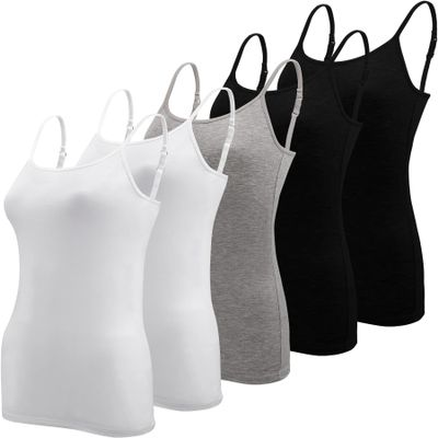 BQTQ 5 Pcs Camisole for Women Undershirt Spaghetti Strap Camisole Tank Tops, M