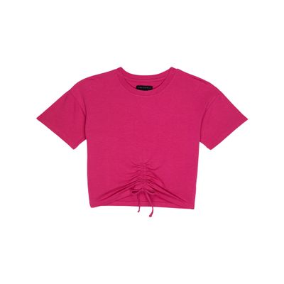 Sanctuary Girl's Drawstring Drop Shoulder Top (Big Kids) Hot Pink 10 Big Kid