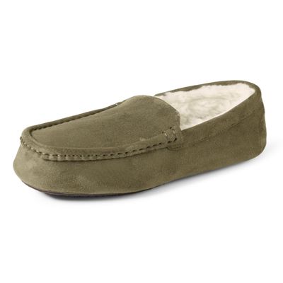 Amazon Essentials Men's Moccasin Slipper, Dark Olive Microsuede, 10