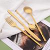 Silverware Set with Straw Spoons - 24 pcs Stainless Steel Flatware Cutlery Set for 4 - Reusable Family Eating Utensils - Mirror Polished Tableware Set for Party Wedding Travel Camping - Gold view 2