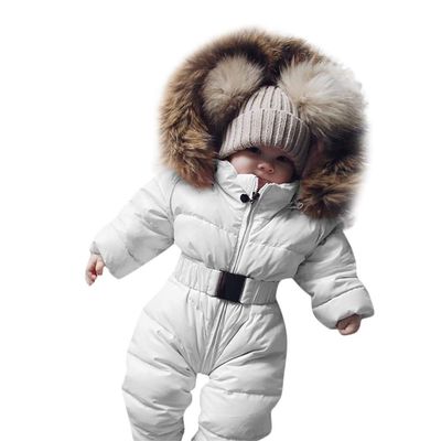 Boy Baby Coat Jumpsuit Warm Girl Winter Infant Jacket Outerwear Hooded Romper Boys Snow Suits (Q-White, 9 Months)