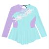 JanJean Kids Girls Long Sleeve Shiny Figure Ice Skating Dress Ballet Dance Gymnastics Leotard Dress Light Blue B 12 Years view 3