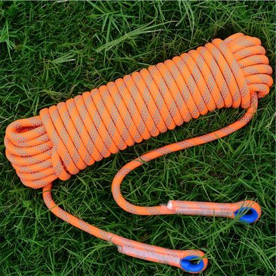 12mm Static Rock Climbing Rope Outdoor Nylon Escape Rope Tree Climbing Rappelling Rope with 2 Steel Hooks Fire Rescue Parachute Rope for Physical Education Strength Training ( Color : Orange , Size :
