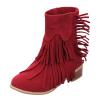 ZBYY Women's Tassel Bootie Fashion Winter Fringe Low Heel Ankle Boots Pointy Toe Western Cowboy Booties view 1