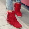 ZBYY Women's Tassel Bootie Fashion Winter Fringe Low Heel Ankle Boots Pointy Toe Western Cowboy Booties view 4