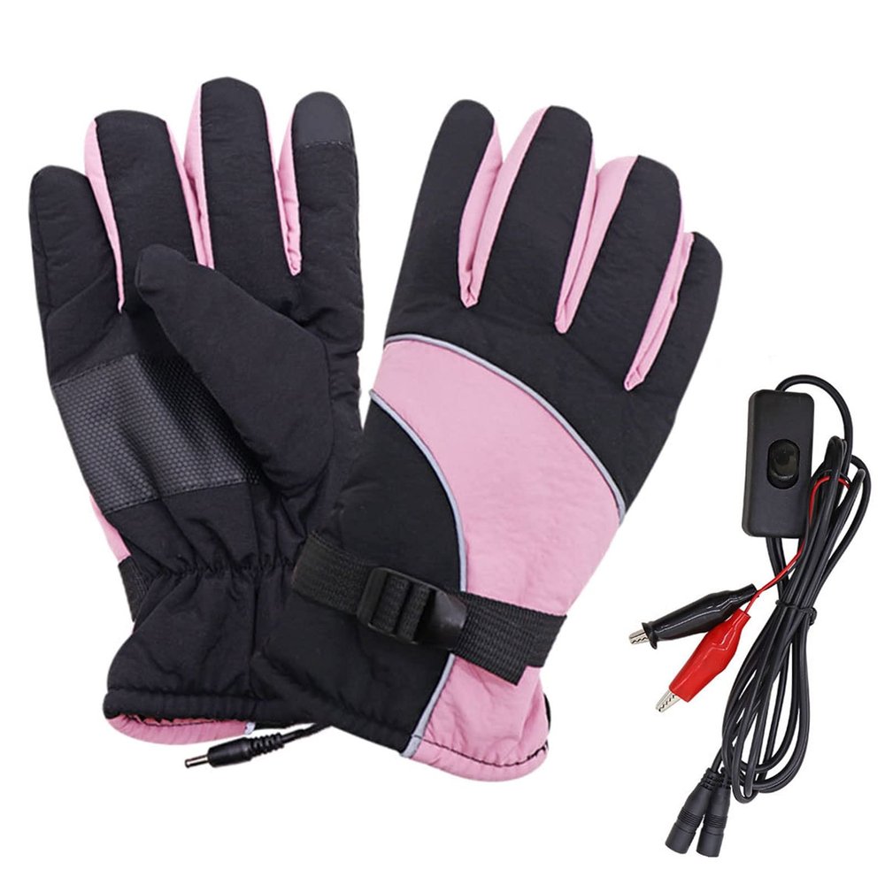 AOKID Heated Gloves, Electric Heated Gloves Faux Wool Waterproof Winter Gloves for Outdoor Motorcycle Cycling Hiking Red A