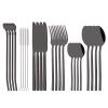 Silverware Set with Straw Spoons - 24 pcs Stainless Steel Flatware Cutlery Set for 4 - Reusable Family Eating Utensils - Mirror Polished Tableware Set for Party Wedding Travel Camping - Black view 1