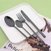 Silverware Set with Straw Spoons - 24 pcs Stainless Steel Flatware Cutlery Set for 4 - Reusable Family Eating Utensils - Mirror Polished Tableware Set for Party Wedding Travel Camping - Black view 2