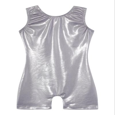 EQSJIU Gymnastic Leotards For Girls Grey Pure Shiny Sparkle Adorable Kids Leotards Gymnastics 8-9 Years