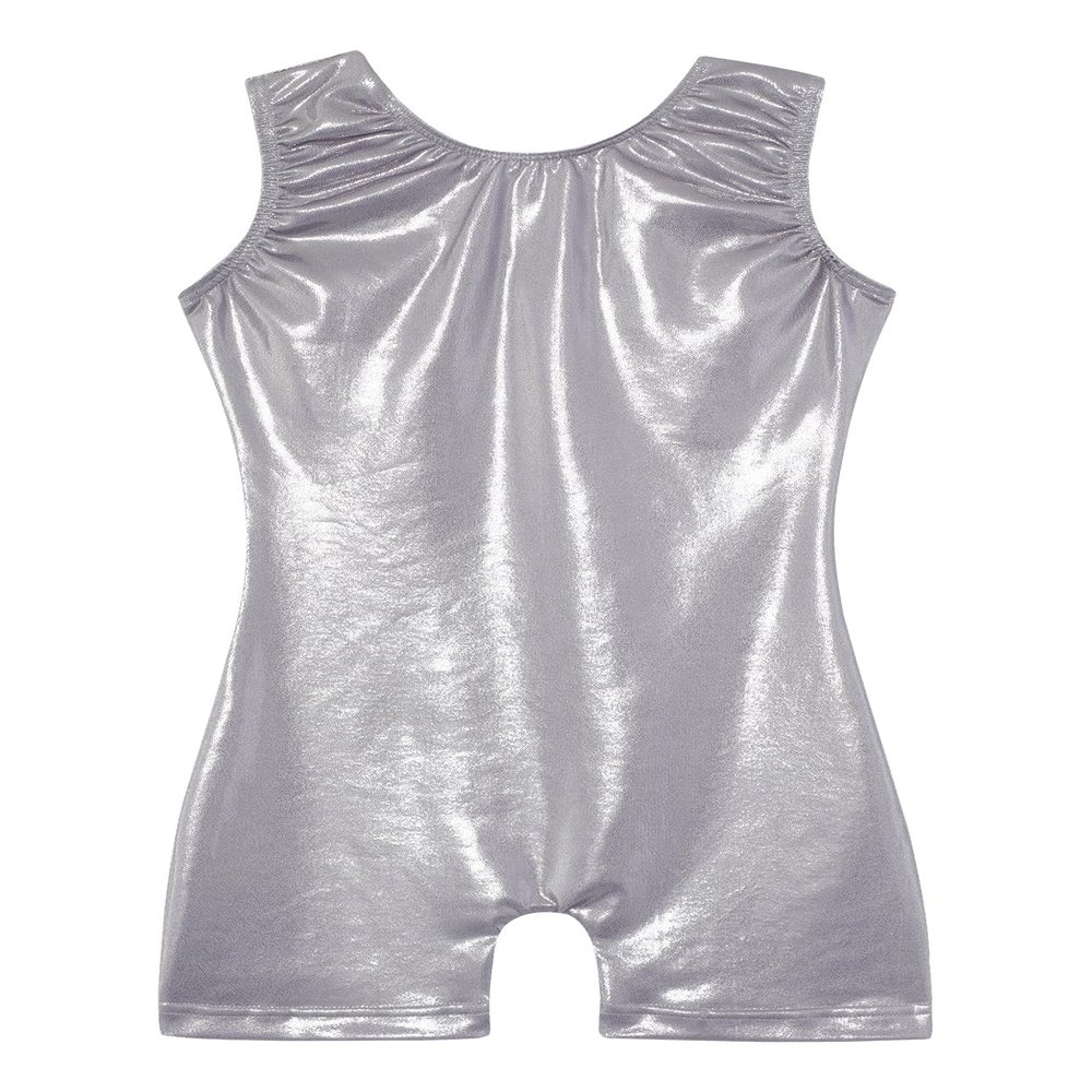 EQSJIU Gymnastic Leotards For Girls Grey Pure Shiny Sparkle Adorable Kids Leotards Gymnastics 8-9 Years