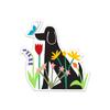 Dog in Garden Sticker view 1