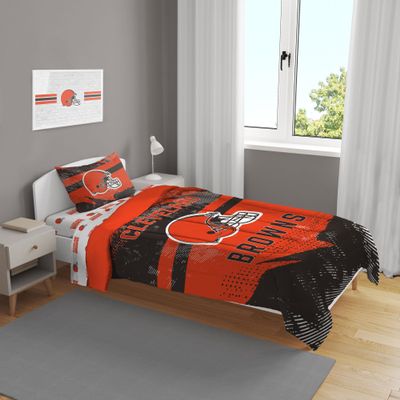 Pegasus Home Fashions Cleveland Browns Slanted Stripe 4-Piece Twin Bed Set