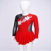 JanJean Kids Girls Long Sleeve Shiny Figure Ice Skating Dress Ballet Dance Gymnastics Leotard Dress Red Floral 14 Years view 4