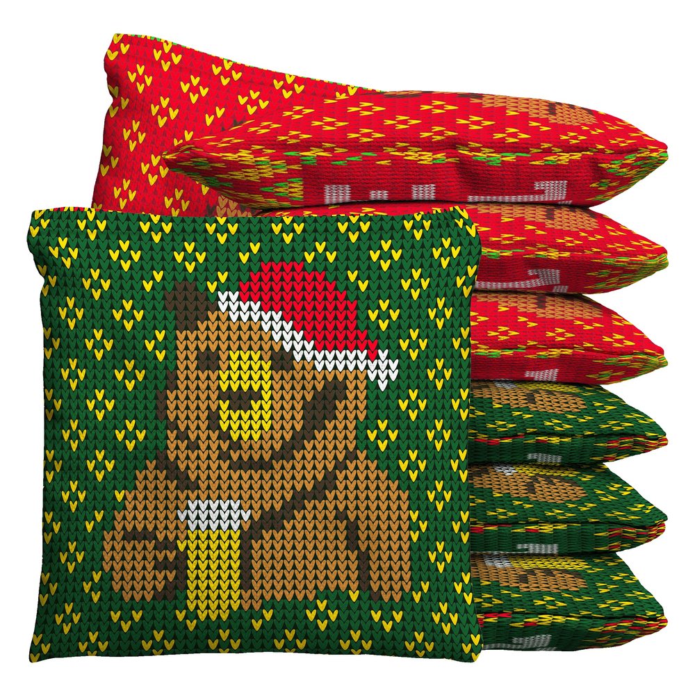 Baggo Yule Fuel Ugly Christmas Sweater Beer Bear Cornhole 1 LB Bean Bag Toss Bags (Set of 8)