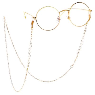 HOOENG Chains Glasses Lanyard for Women Metal Hollowed-Out Star-Shaped Neck Chain Elegant Sunglass Straps Glasses Cord