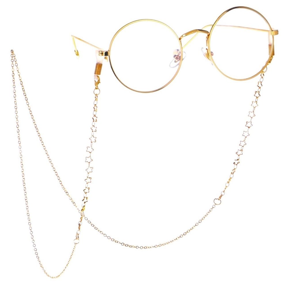 HOOENG Chains Glasses Lanyard for Women Metal Hollowed-Out Star-Shaped Neck Chain Elegant Sunglass Straps Glasses Cord