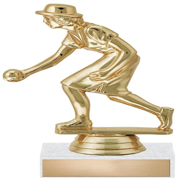 Crown Awards Lawn Bowling Female Award with Custom Engraving, 5.25" Lawn Bowling Female Trophy On White Marble Base 10 Pack