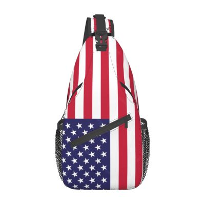 American Flag Stars Stripes Sling Backpack Chest Bag Crossbody Shoulder Bag Travel Hiking Daypack For Men Women