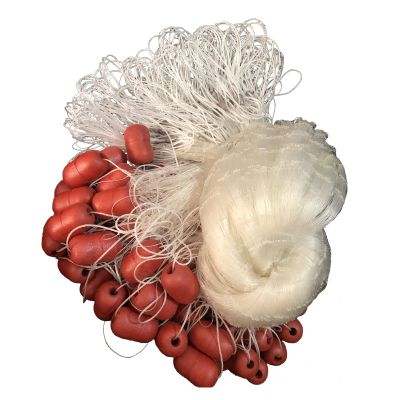 POUI COME DREAM Strong Line Material Fishing Gill Net Depth 5.5ft Length 98 ft Mesh 2 Inch Monofilament Nylon Network Big Buoys Seine Fish Net Weighted Lead Sinker(Mesh 50mm (2 Inch))
