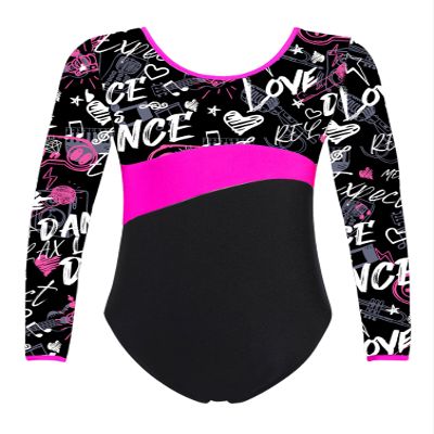 dPois Kids Girls Long Sleeves Ballet Dance Leotards Gymnastics Bodysuits Performance Dancing Unitards Rock Rose 4 Years