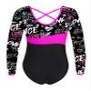 dPois Kids Girls Long Sleeves Ballet Dance Leotards Gymnastics Bodysuits Performance Dancing Unitards Rock Rose 4 Years view 2