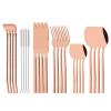 Silverware Set with Straw Spoons - 24 pcs Stainless Steel Flatware Cutlery Set for 4 - Reusable Family Eating Utensils - Mirror Polished Tableware Set for Party Wedding Travel Camping - Rose Gold view 1