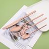 Silverware Set with Straw Spoons - 24 pcs Stainless Steel Flatware Cutlery Set for 4 - Reusable Family Eating Utensils - Mirror Polished Tableware Set for Party Wedding Travel Camping - Rose Gold view 2