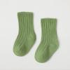 Children's Socks Boys and Girls Cotton Socks Double Needle Mid Calf Baby Baby Solid Color Newborn (Green, 0-6 Months) view 3