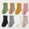 Children's Socks Boys and Girls Cotton Socks Double Needle Mid Calf Baby Baby Solid Color Newborn (Green, 0-6 Months) view 4