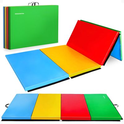 BalanceFrom 10x4 Feet 4-Panel Folding Gymnastics Mat 2-Inch Thick Pad with Vinyl Surface and Carrying Handles for Tumbling, Yoga, Pilates, Home Workouts, and Martial Arts