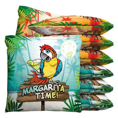 Baggo 5 O'Clock Margarita Time Parrot Cornhole 1 LB Bean Bag Toss Bags (Set of 8)