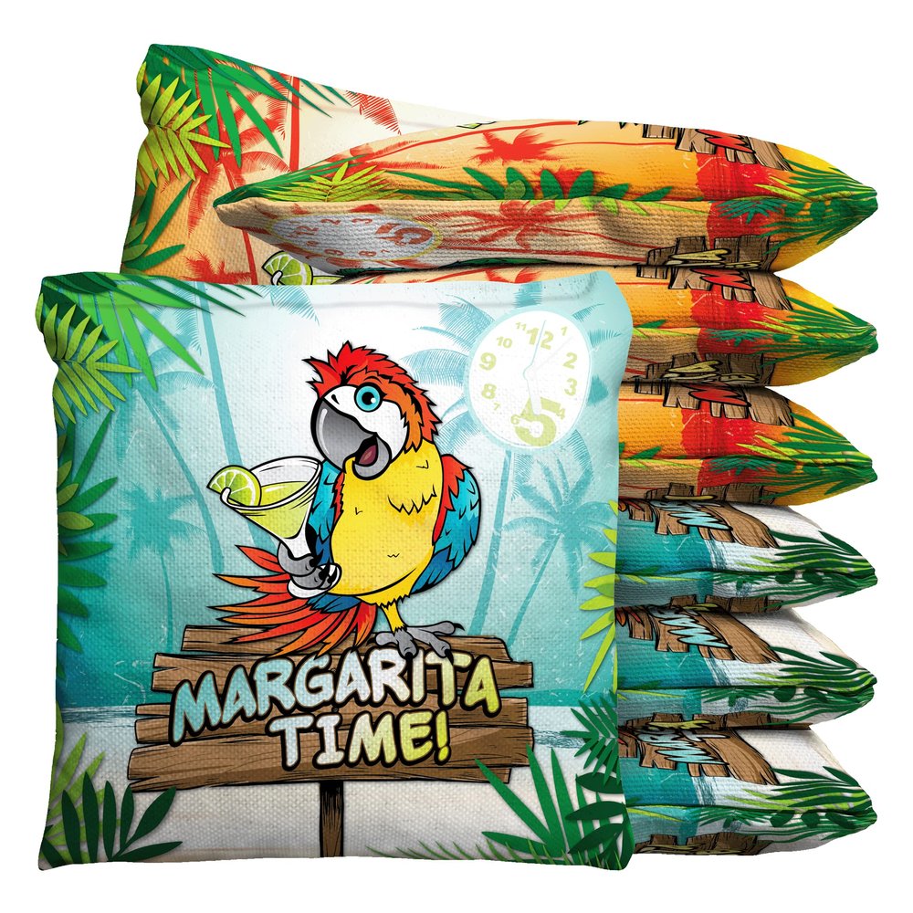 Baggo 5 O'Clock Margarita Time Parrot Cornhole 1 LB Bean Bag Toss Bags (Set of 8)