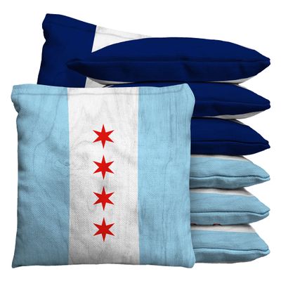 Baggo Chicago Flag Cornhole 1 LB Bean Bag Toss Bags (Set of 8)