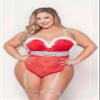 Rhinestone Studded Mesh Teddy With Marabou Trim Red view 1