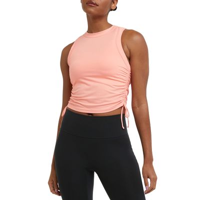 Champion Women's Tank Top, Soft Touch, Moisture Wicking, Odor Control, Ruched Tank with Drawstrings, Fitted, C Logo