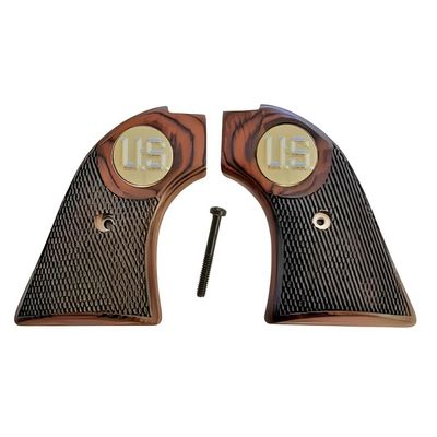 FITS Heritage Arms Rough Rider 6 & 9 Shot Grips Checkered Rosewood Gold Medallion