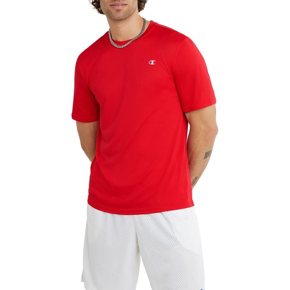 Champion Mens Athletic T-Shirt  Lightweight, Moisture-Wicking, Anti-Odor, Inclusive Fit (S4XL), Scarlet, Large Tall