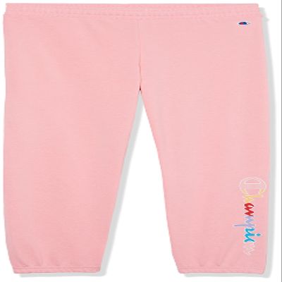 Champion Girls Sweatpants, Kids' Joggers for Lightweight Sweats, French Terry Pants, Spark Pink Rainbow Script, 16 US