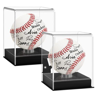 Baseball Display Case, UV Protected Acrylic Cube, Clear Case for Memorabilia and Autographed Balls (2 PC)