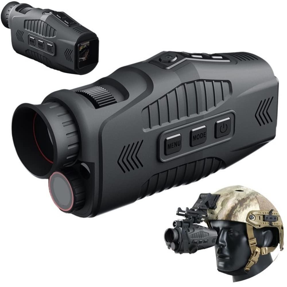 TEQIN Digital Night Vision Monocular, 1080P Night Vision Goggles Helmet for Adults, 5X Digital Zoom 300M/984ft Full Dark Viewing Distance for Hunting Camping Travel Gifts Black