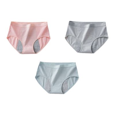 3 Pack Physiological Panties for Women Cotton Leakproof Menstrual Underwear Postpartum Teens Menstrual Panties (Color : Mid-Waist Color 3, Size : XL (55-65kg))