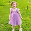 AGQT Baby Girls Tulle Tutu Dress Sleeveless Toddler Butterfly Print Back Tutu Dresses Birthday Party Gowns Wedding Layered Lace Holiday Mini Dress Purple Size 18-24 Months view 3