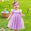 AGQT Baby Girls Tulle Tutu Dress Sleeveless Toddler Butterfly Print Back Tutu Dresses Birthday Party Gowns Wedding Layered Lace Holiday Mini Dress Purple Size 18-24 Months view 4