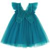 AGQT Baby Girls Tutu Dress Sleeveless Toddler Butterfly Print Back Tulle Tutu Dresses Birthday Party Flower Wedding Layered Lace Holiday Mini Dress Peacock Blue Size 5-6T view 1