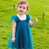 AGQT Baby Girls Tutu Dress Sleeveless Toddler Butterfly Print Back Tulle Tutu Dresses Birthday Party Flower Wedding Layered Lace Holiday Mini Dress Peacock Blue Size 5-6T view 3