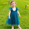 AGQT Baby Girls Tutu Dress Sleeveless Toddler Butterfly Print Back Tulle Tutu Dresses Birthday Party Flower Wedding Layered Lace Holiday Mini Dress Peacock Blue Size 5-6T view 4