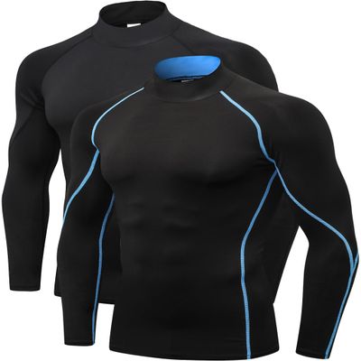 2/3 Pack Men's Compression Shirts Long Sleeve Workout Shirts Mock Turtleneck Athletic Base Layer Active Undershirts Tops