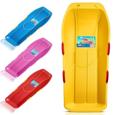 Super Targa Toboggan Downhill 2-Person Snow Sled w/ Handles, Durable Outdoor Fun