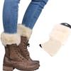 Bluelans Womens Boot Socks Winter Warm Furry Ribbed Crochet Knitted Boot Cuffs Topper Socks Short Leg Warmers Gifts Beige view 1