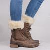 Bluelans Womens Boot Socks Winter Warm Furry Ribbed Crochet Knitted Boot Cuffs Topper Socks Short Leg Warmers Gifts Beige view 4